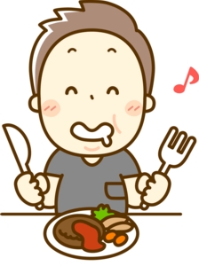 西洋料理を食べる男性