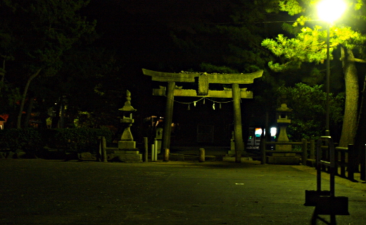 闇に浮かぶ鳥居…